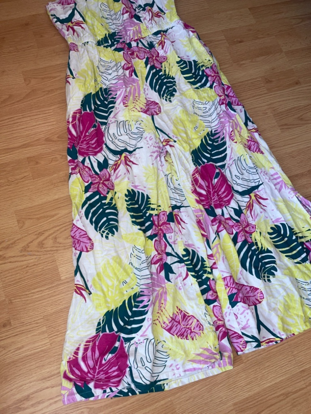 Nicole Miller Linen Blend Tropical Wide Leg Jumpsuit Overalls Size Medium - Picture 5 of 14